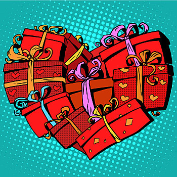 盒子,礼物,心形,情人节