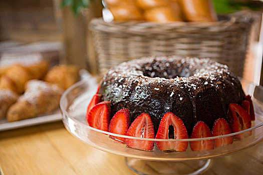 蛋糕,围绕,草莓,咖啡馆,特写
