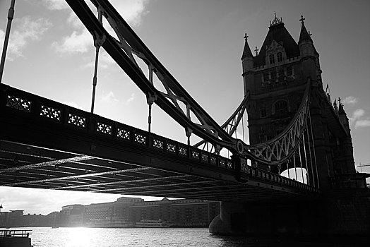塔桥,逆光,早晨,泰晤士河,伦敦,区域,英格兰,英国,欧洲