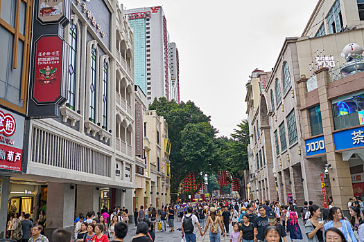 羊城广州北京路步行街骑楼岭南特色建筑