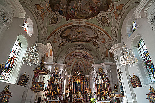 教堂,室内,圣坛,巴洛克式教堂,提洛尔,奥地利,欧洲