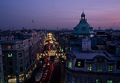 圣诞灯光,街道,伦敦