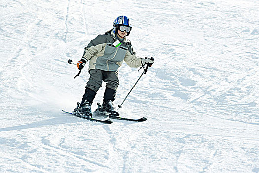 男孩,滑雪,滑雪坡,全身