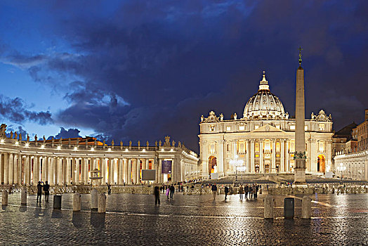 方尖塔,广场,柱廊,梵蒂冈,罗马,拉齐奥,意大利,欧洲