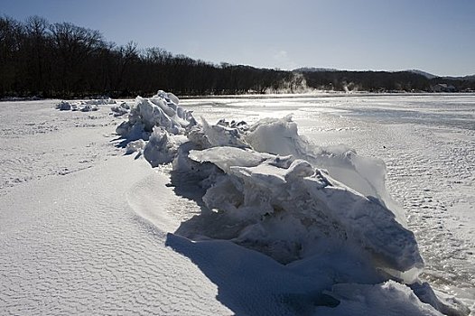 缝隙,冰,湖