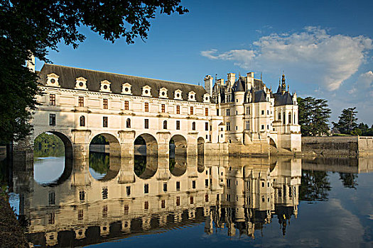 早晨,舍农索城堡,卢瓦尔河,中心,法国