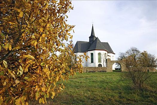 彩色,秋叶,正面,小教堂,坏,黑森州,德国