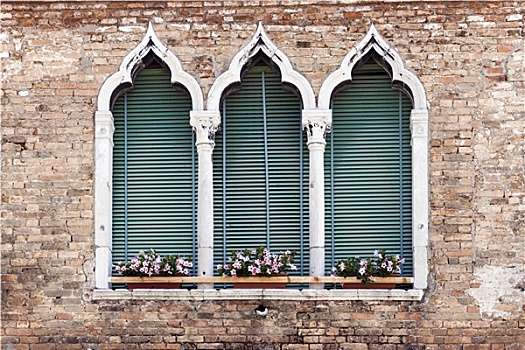 古老,哥特风格,窗户,威尼斯