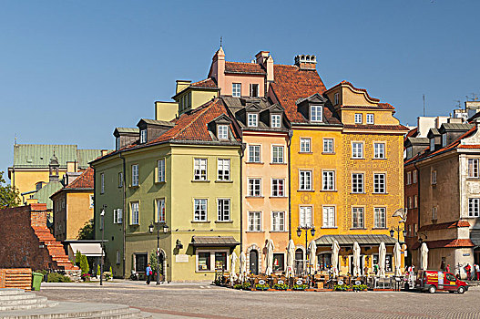 传统,房子,老城,市场,华沙,波兰