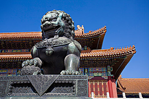 故宫里的狮子雕像