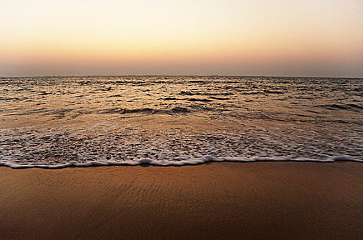 海浪,海滩,黄昏,果阿,印度