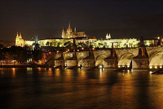 桥,城堡区,伏尔塔瓦河,世界遗产,布拉格,捷克共和国,欧洲