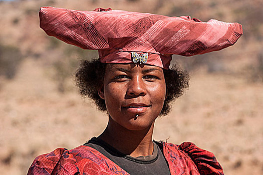 女人,特色,头饰,头像,靠近,纳米比亚,非洲