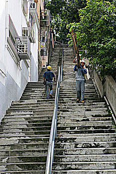 工人,建材,梯子,街道,中心,香港