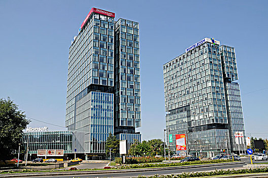 现代,高层建筑,办公室,建筑,微软,千禧年,公司,布加勒斯特,罗马尼亚,东欧,欧洲