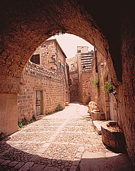 狭窄街道,拱道,哈马,叙利亚