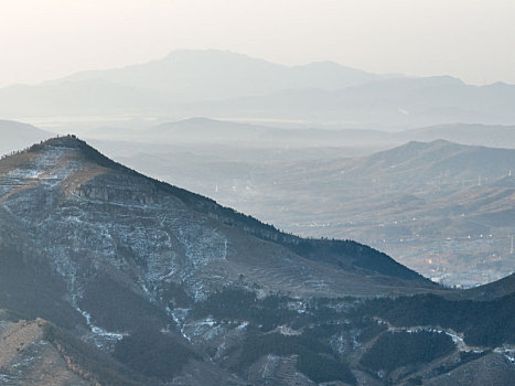 航拍沂蒙山区乡村风光