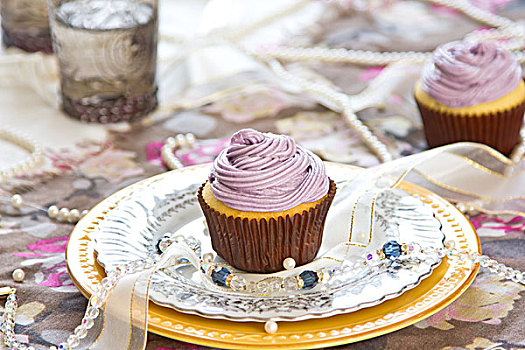 紫色,杯形蛋糕