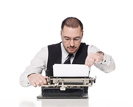 男人,文字,旧式,打字机