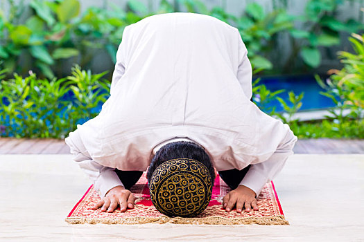 亚洲人,穆斯林,男人,祈祷,地毯