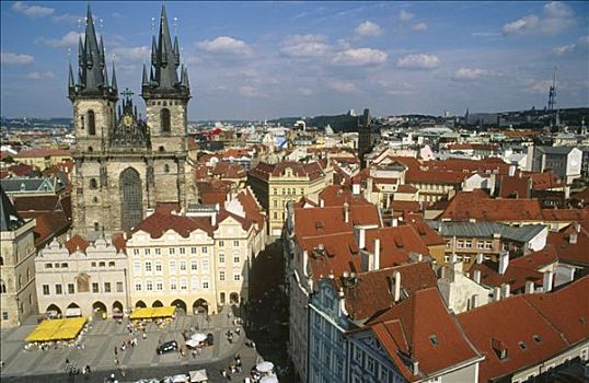 圣母大教堂,正面,老城广场,布拉格,捷克共和国