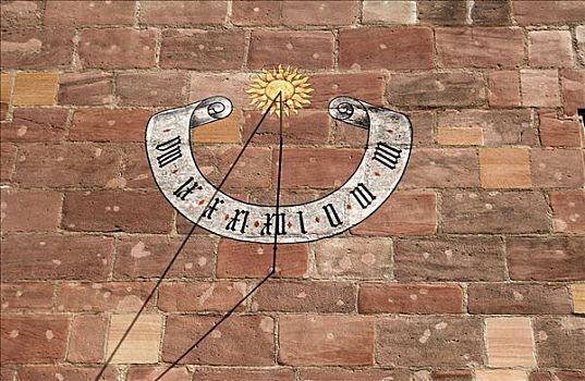 老,日晷,房子,纽伦堡,中间,弗兰克尼亚,巴伐利亚,德国,欧洲