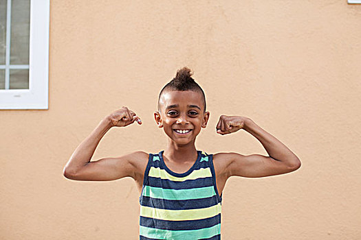 男孩,头像,屈曲肌肉
