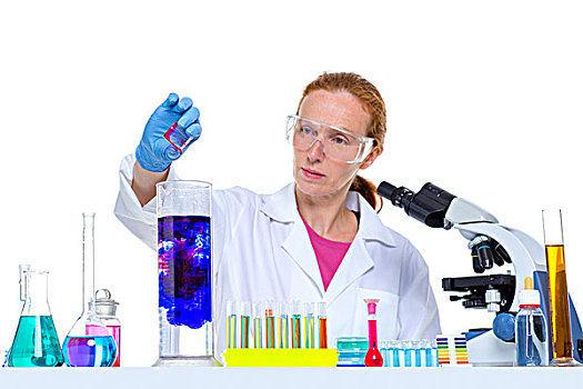 化学品,实验室,科学家,女人,工作,试管