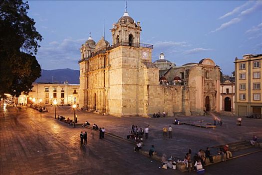 人,街上,大教堂,瓦哈卡,墨西哥