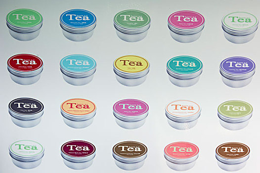 广告,茶,罐,标示,不同,彩色,上海,中国,亚洲