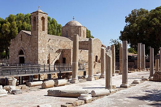 考古,发掘地,早,基督教,大教堂,教堂,南方,塞浦路斯,欧洲