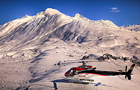 直升飞机,山峦,北方,瓦尔德斯半岛,阿拉斯加,冬天