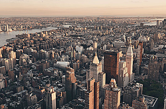 纽约,屋顶,风景,市区,曼哈顿,摩天大楼,城市