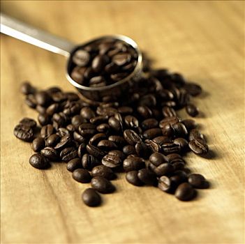 煮咖啡,咖啡豆,木质背景,咖啡,测量