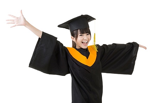 年輕,亞洲人,畢業(yè),女人,高興