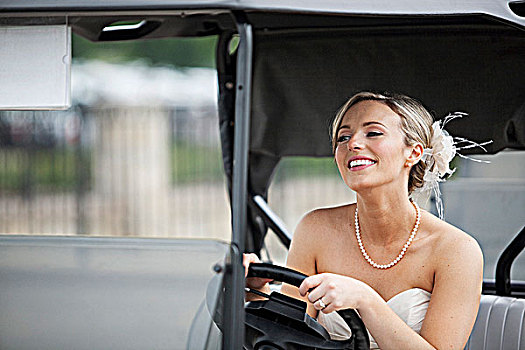 新娘,驾驶,高尔夫球车,高尔夫球杆,安大略省,加拿大