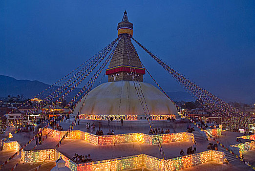 佛塔,尼泊尔,佛,五月,2007年,黄昏,庆贺