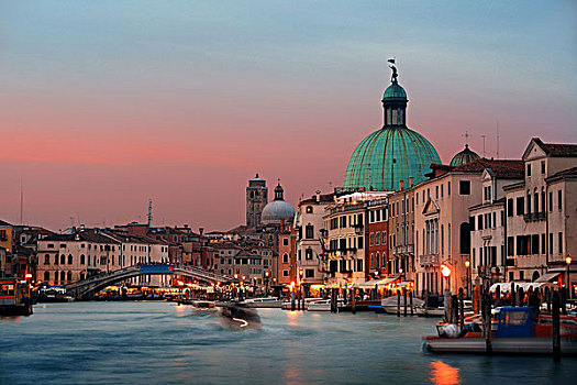 威尼斯,大运河,日落,风景,古建筑,意大利