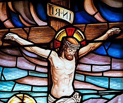 耶稣,十字架,彩色玻璃