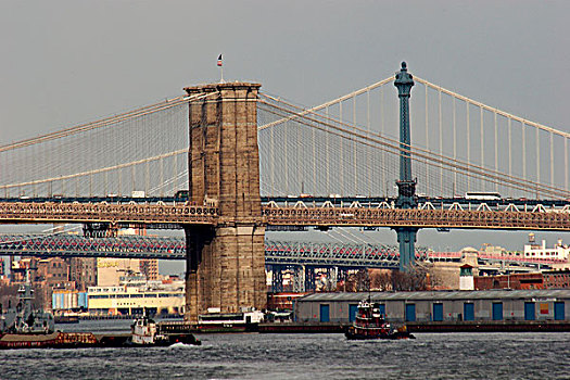 曼哈顿,布鲁克林,桥,跨越,东河,纽约