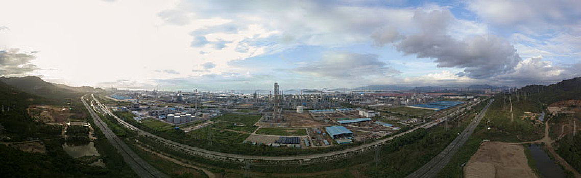 广东惠州大亚湾石化区航拍全景风光