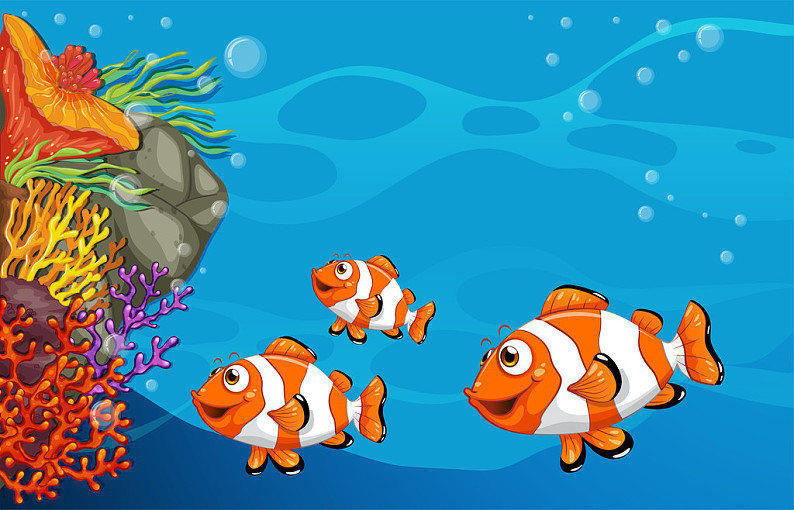 水下,插画,小丑鱼,游动_高清图片_全景视觉