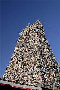 仰视,庙宇,钦奈,泰米尔纳德邦,印度
