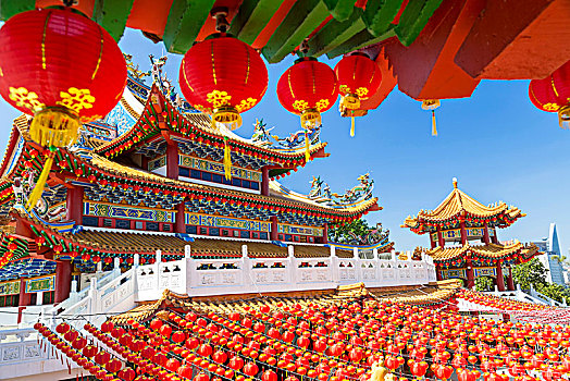 彩色,中国寺庙,装饰,大量,传统,红色,纸灯笼