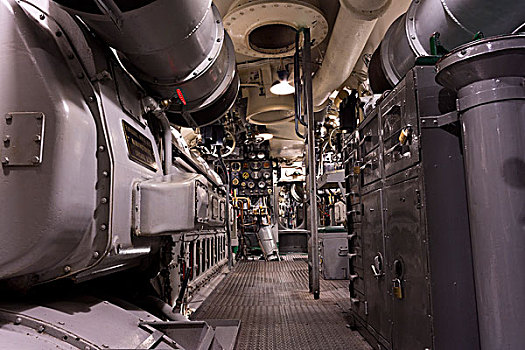 美国二战潜水艇内部