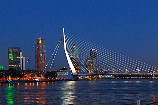 桥,地区,默兹河,河,鹿特丹,荷兰,欧洲
