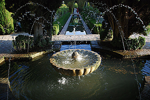 喷水池,花园,阿尔罕布拉,格拉纳达,安达卢西亚,西班牙