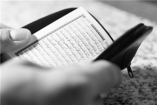 特写,穆斯林,男人,读,可兰经