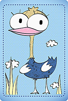 插畫,鴕鳥