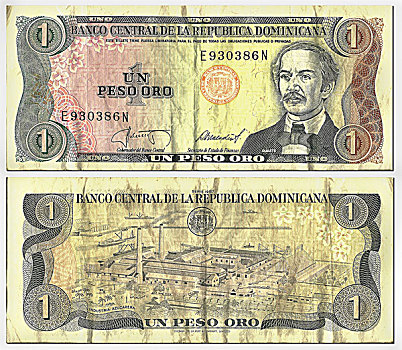 老,货币,正面,后面,比索,多米尼加共和国,审判官席,中心